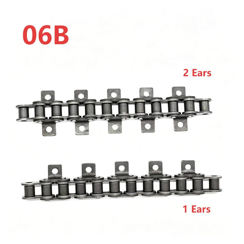 Ready To Use 1.5m Roller Chain 06B With Ears For Conveyor Replacement showing single strand drive link.