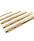 Five-piece Brass Drift Punch Set non-marring one quarter inch three eighths inch one half inch five eighths inch three quarters inch for metalworking