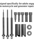 Badass 12 Piece Heavy Duty Bearing Puller Kit For Those Tight Spots Where You Gotta Rip Out Internal Bearings No Hammer Needed Without Breaking Cases Or Damaging Engine Housings While Keeping Everything Running Smooth And Stress Free., 12-piece steel puller set for motorcycle and generator repair