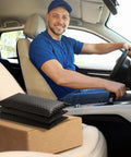 Delivery driver with Black Bubble Mailers 5x8.6 Inch Outer Size With 5x7 Inch Inner, 50 Pack Padded Self Seal Envelopes on car seat.