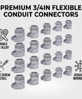 Premium 3/4 inch squeeze connectors for flexible metal conduit, durable zinc alloy, ideal for quick installs in indoor wiring.
