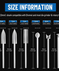 Killer Wood Carving Bits For Rotary Tools And Dremel Kit Accessories Featuring Precision Engraving Drill Heads Plus Cutting Wheels For Hardwood And Softwood Diy Crafts That Hit Different size information with various bit dimensions and compatible shank details.