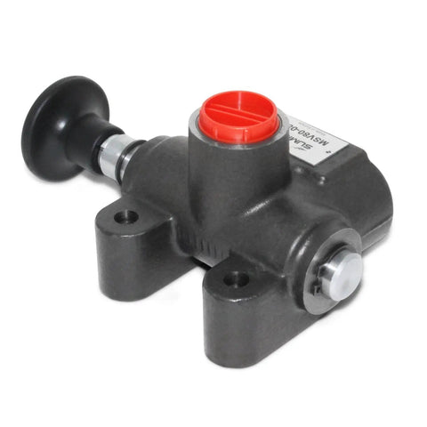 Heavy Duty Manual Hydraulic Selector Valve Three Way Two Position With 21 GPM Flow Cast Iron Construction Open Crossover Chrome Plated Spool SAE Ports Three Quarter Inch Thread 3000 PSI Rating Built Tough For Industrial Hydraulics.