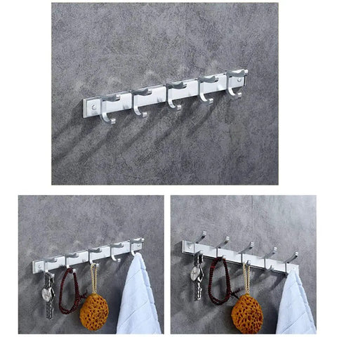 Super Sturdy Wall Mounted Coat Hooks Space Saving Aluminum Entryway Key Holder Rack Nordic Silver Finish for jackets and towels on wall