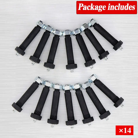 Heavy Duty Greaseable Trailer Axle Spring Shackle Bolts With Knurled Shoulders And Lock Nuts, 9 By 16 Inch X 3 Inch Fits 2K To 7K Lb Trailers, 14 Pack.