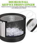 Insulated Ice Bucket For Parties With Scoop And Lid, Party Ready Large Capacity Double Wall Beverage Cooler, Keeps Ice Cold