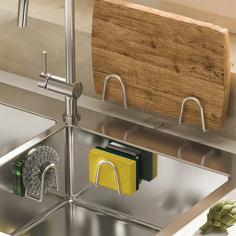 White Self Adhesive Wall Hooks That Stick Like Crazy No Drill Heavy Duty Towel Holder And Coat Hanger With Ultra Strong Waterproof Glue Easy Install holding sponges in a kitchen sink.
