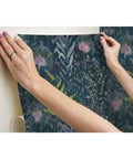 Applying Purple Dandelion Peel And Stick Wallpaper Roll Removable No Residue 20.5 Inch Wide By 16.5 Feet Long Easy Renters Friendly
