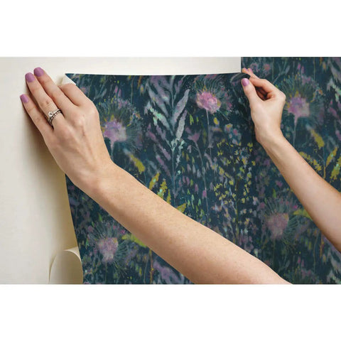 Applying Purple Dandelion Peel And Stick Wallpaper Roll Removable No Residue 20.5 Inch Wide By 16.5 Feet Long Easy Renters Friendly