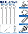 Heavy Duty 304 Stainless Steel Eye Bolts With Nuts Four Pack Marine Grade product display showcasing polished finish and full threads.