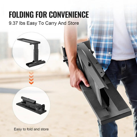 Person holding folded Stair-Friendly Ladder Leveler Extender, 23.4 x 5.8 Inch Non-Slip Stabilizer