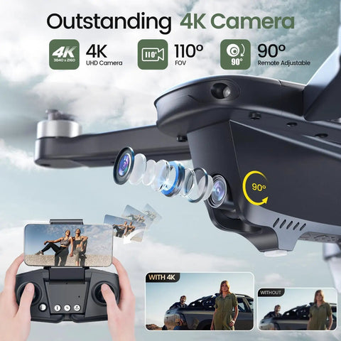 Close-up of 4K camera on Compact GPS Drone With 4K Camera For Adults Under 249g Foldable RC Quad Copter With Auto Return