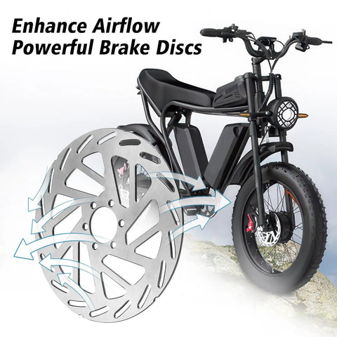 Beefy Hydraulic Brake Rotor For Ridstar Q20 Q20 Pro H20 Pro H26 Pro Front And Rear Disc Brake Set shown with bike