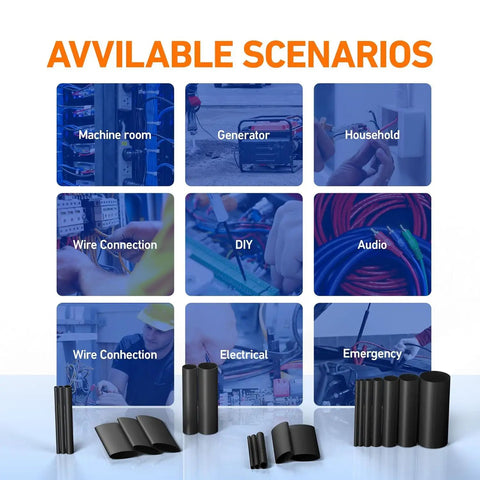 Top Tier 500 Pieces Heat Shrink Tubing Kit With Sticky Liner And Fast 4 To 1 Shrink Ratio for various wiring scenarios.