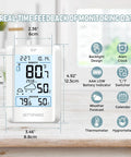 Indoor Outdoor Wireless Weather Station With 330 Foot Range No Fuss Digital Hygrometer Thermometer Battery Powered Temperature Gauge Humidity Monitor Clock And Backlight Inside Outside Readings On A Big Four Inch Display on a table