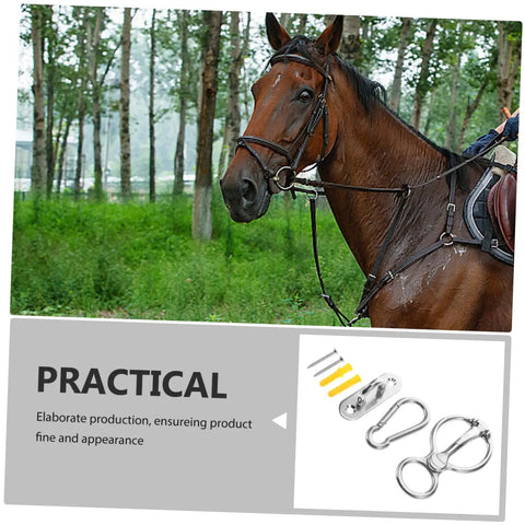 Horse with saddle equipped with Stainless Steel Horse Stirrup And Tie Ring Set For Trailers And Show Ready Riders Durable Trailer Accessory Clip