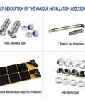 Anti Theft License Plate Screws Kit For Cars Tag Frame Holders Stainless Steel Mounting Hardware Tamper Resistant Security Screw Set 1 Quarter Inch M6 Rust Proof Chrome Caps ZXFOOG installation accessories with stainless screws, wrenches, and caps.