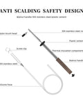 Pro Grade High Pressure Steam Coffee Brush For Espresso Machines with walnut handle and stainless steel components diagram