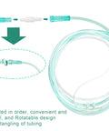Oxygen tubing with 360-degree swivel connectors, male/female, clear teal tubing, 10-pack
