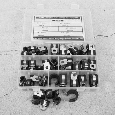 Sick The Ultimate 52 Piece Stainless Steel Cable Clamp Assortment Kit With Durable Rubber Sleeves For Auto Marine Home Use Heavy Duty Wire Management Cord Organizer Perfect For All Your Diy Boss Projects. 304 stainless steel clamps in 52-piece case
