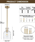 Industrial Pendant Light Trio For Kitchen Island 3 Light Glass Pendant Fixture With Seeded Shade Adjustable Cord dimension guide