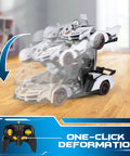 RC Totally Transforming Car Robot For Kids showing one button deformation to robot with flashing lights.