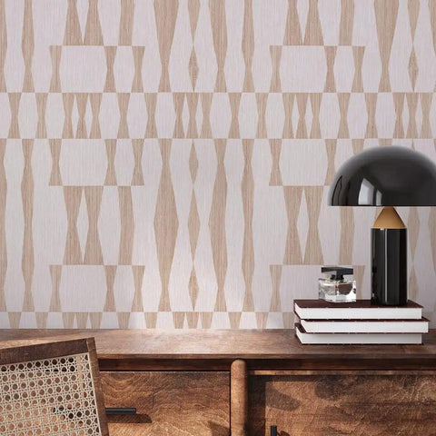 Beige Textured Faux Grasscloth Geo Removable Peel And Stick Wallpaper Self Adhesive No Glue Needed For Easy Do It Yourself Wall Decor 20.5 Inch By 16.5 Foot Roll Made In USA Jute Look