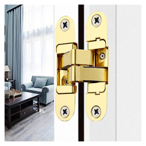 Three Dimensional Invisible Door Hinge With Silent Nylon Pads Adjustable Cross Zinc Alloy Concealed Hinge installed on door