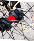 Heavy Duty Front And Rear Mechanical Disc Brake Pad Upgrade For Mountain Bikes Featuring Forged Aluminum Frames and chunky sintered pads close-up view.