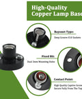 E10 mini bulb holder with deep groove sockets, copper base, mounting holes, part of "10 Pack E10 Screw Mini Warm Light Bulbs And 10 E10 Mini Bulb Holders For DIY Projects, Student Experiments, Desk Lighting, Electronics Kits, Replacement Bulbs"