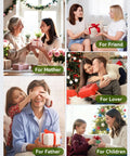 Collage of Christmas gift-giving moments with family members and friends.