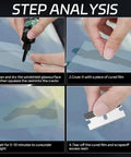 2026 Upgraded Windshield Crack Repair Kit step-by-step usage for DIY glass repair on windshield with applicator and curing film.