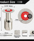 Five Pack Dope Mini Diamond Glass Cutting Disc Set With 30mm Blades And Five Eighths Eleven Flange And Screwdriver dimensions