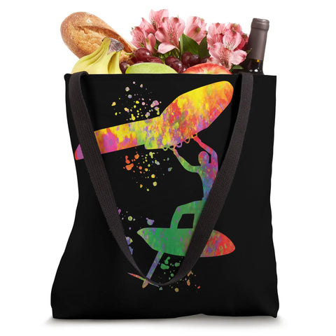 Dope Colorsplash Wing Foiling Tote Bag for Wingsurfing Gear Watercolor Splash Man Design 16x16 Inch Carryall, groceries inside