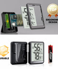 Two Pack Indoor Thermometer And Humidity Monitor With Digital Temp And Humidity Gauge, Real Time Readouts, Battery Included, Ideal For Home, Baby Nursery, Reptile Enclosures, And Greenhouses; black ABS back and display