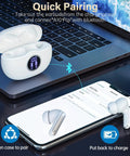 Rock Solid Wireless Earbuds With Bluetooth 5.3 And HiFi Stereo Sound Featuring 50H Playtime And Led Digital Display charging case and smartphone pairing.