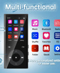 90GB MP3 Player With Bluetooth 5.3 Expandable To 256GB With Dual TF Card Slots, touchscreen showing music and settings apps