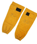 Tough As Nails Heavy Duty Cowhide Welding Sleeves Offer Rock Solid Spark And Intense Heat Shielding For Demanding Jobs Golden Yellow Pair.