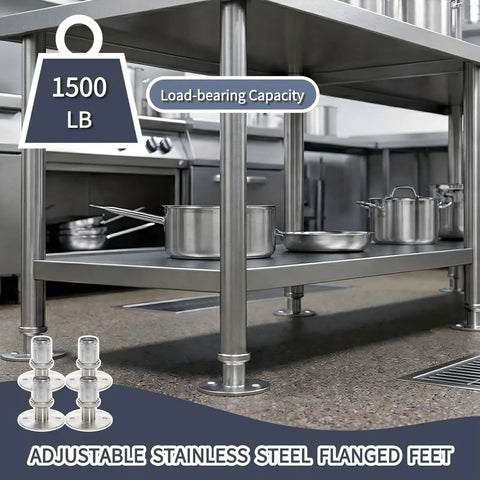 Mezchi Four Pack Adjustable Stainless Steel Flanged Feet For Three And A Half Inch Diameter Round Base Leveling Furniture Legs Beefy Heavy Duty 1500 Pound Capacity Cabinets Closet Rod Flange Holder For One And Five Eighth Inch Tubing