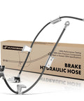 A-Premium front brake hydraulic hose pair, black hoses with metal fittings and mounting brackets, 2-pack.