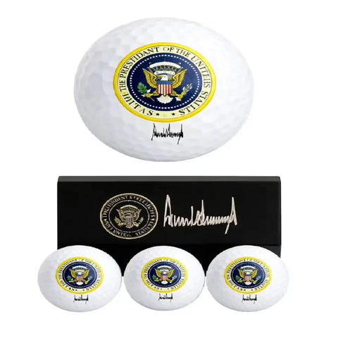 Trump Signature Golf Balls 3 Pack With Display Gift Box Dope Collectible Golf Balls For Trump Fans Political Memorabilia White Finish