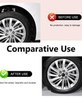 Fresh Dope Matte Black American Flag Wheel Center Cap Stickers 4 Pack 56Mm on a car rim, showing before and after installation.