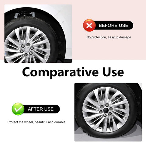 Fresh Dope Matte Black American Flag Wheel Center Cap Stickers 4 Pack 56Mm on a car rim, showing before and after installation.