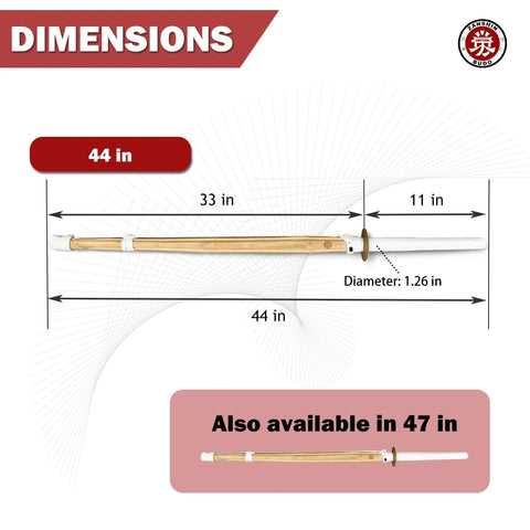 Dimensions of Set Of 2 44 Inch Bamboo Swords For Anime Cosplay Size 37 Handmade And Eco Friendly Realistic Blade And Handle