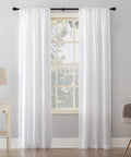 Heavy Duty 5/8 Inch Curtain Rods 30 To 46 Inch Black Finish 2 Pack for bedroom displayed with white curtains in living room