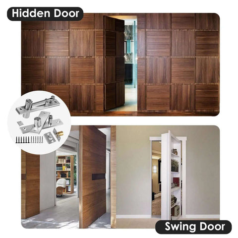 Beefy Pivot Hinge Kit With 200 Lb Capacity for concealed bookcase door, includes side mount hardware for smooth secret room entry.