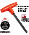Metric T Handle Hex Key Set With Ball End Wrenches 2mm To 10mm Chrome Vanadium Steel Pro Grade with ergonomic red handle