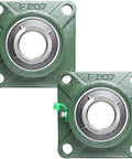2 Pack Pillow Block Bearing UCF207-22 Square Flange Four Bolt Mounted Bearing Steel With Solid Cast Iron Base Self Aligning