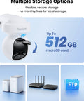 4K Outdoor PTZ Security Camera With WiFi 6, Motion Tracking And Smart Detection, 3X Optical Zoom, Built In Spotlight, Local Storage, Weatherproof Night Vision For Home Surveillance, shown with 512GB microSD storage options and network devices