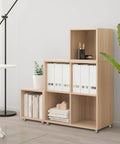 Heavy Duty 1.5 Inch Plate Caster Wheels Set Of 4 Low Profile Swivel Casters For Furniture under a modern storage shelf.